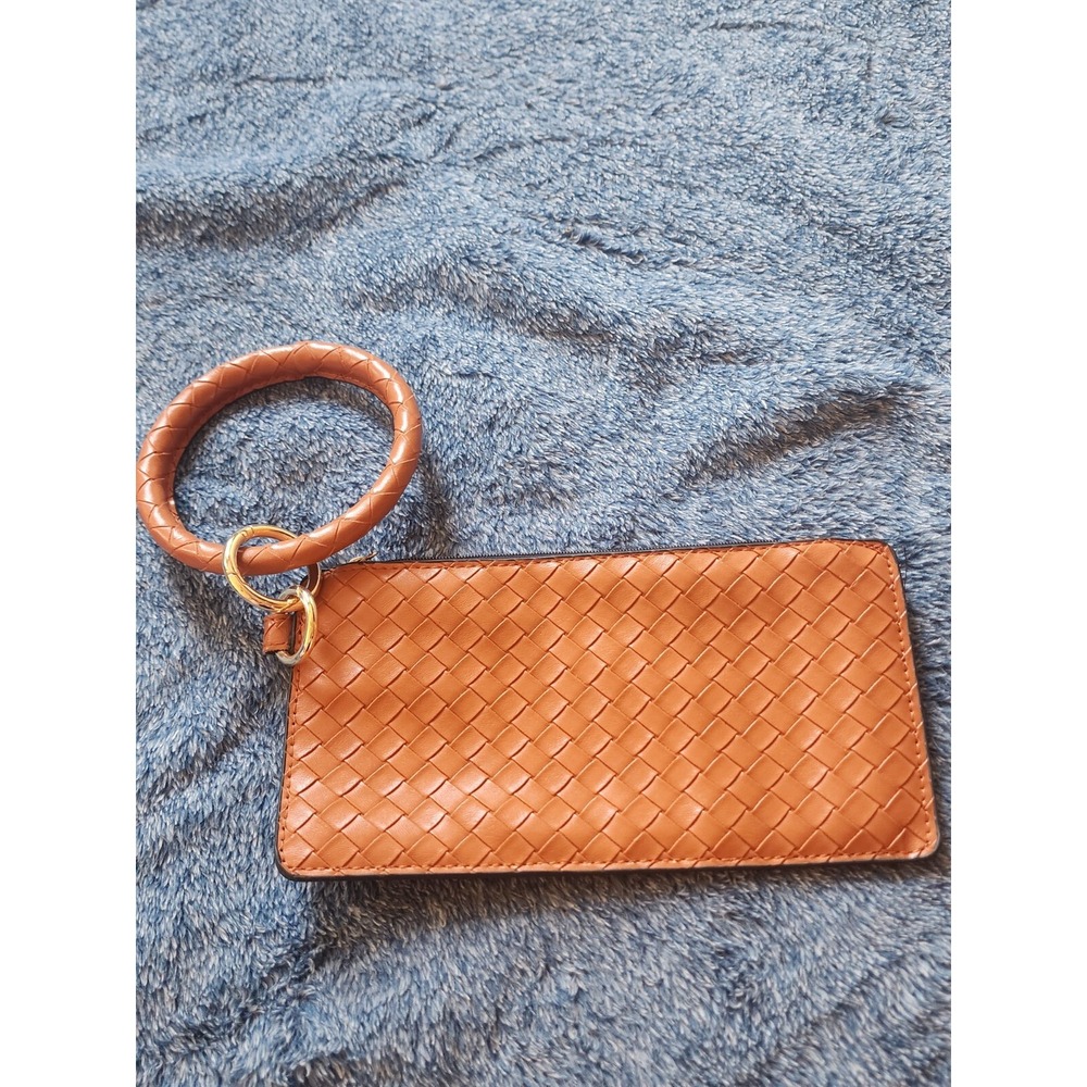 Tan Brown Woven Key Chain Bangle Clutch No Brand New Without Tags Chic Boho